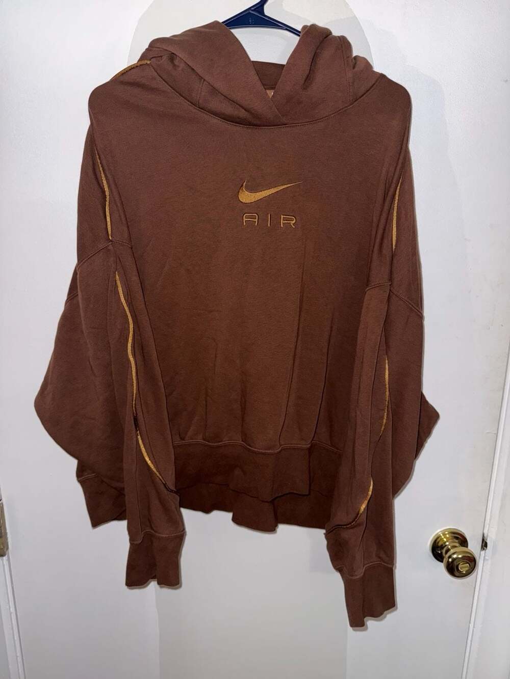 Nike Air Women's Brown Fleece Hoodie with Corduroy Piping